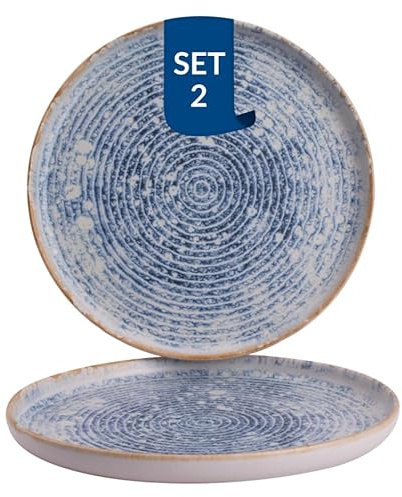 James Cooke Teller Azure Vintage 28 cm Blau Weiß Steingut 2 Stück