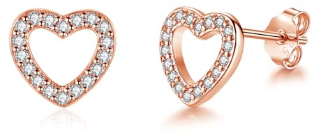 Loutade Orecchini da donna in argento Sterling 925, a forma di cuore, ipoallergenici, a forma di cuore, a forma di cuore, per bambini, ragazze, in confezione regalo, Zirconia cubica