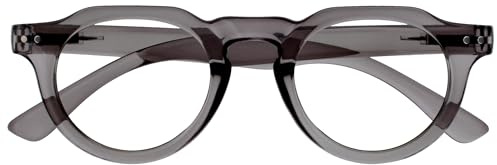 OPULIZE RIO Lesebrille mit Blaulichtfilter - Oben Abgeflachter Rahmen - Grau - Damen & Herren - Federscharniere - B53-7 - +1.50