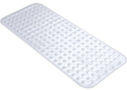 BedLooms Shower Mat Non Slip Anti Mould – Clear 70x38 cm Bath Mat for Bathroom & Bathtub with Strong Suction Cups Grip Bath Mats Easy Drain & Machine Washable Mat