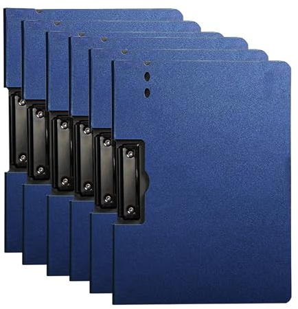 Porte-Blocs A4 Pliables, Lot de 6 Presse-papiers Avec Couvercle, Dossier Presse-papiers pour Hôpital, Bureau, école, Entreprise - Bleu