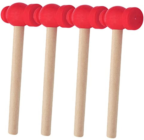Hoement Kinder Holzhammer Spielzeug 4 Stück Glatter Holzgriff Falscher Hammer Für Kleinkinder Simulationswerkzeug Für Jungen Und Mädchen Vielseitig Für Puppenhaus Und Rollenspiel