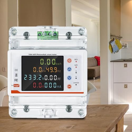 Compteur d'énergie intelligent WiFi, pour application Tuya Moniteur de consommation d'énergie électrique monophasé avec protection contre les surtensions, disjoncteur électrique numérique 100 A