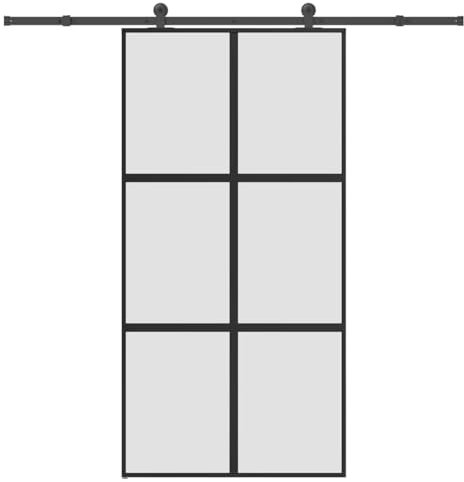 vidaXL Porte coulissante kit de quincaillerie trempé Verre Aluminium, Porte coulissante sur Rail, Porte coulissante intérieure, Porte coulissante de Salle de Bain