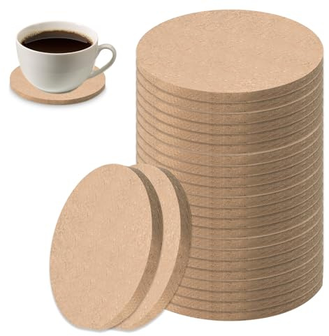 24 PCS Untersetzer Gläser Korkuntersetzer Rund, Retro Korkuntersetzern (10 cm) für Gläser, Tassen und Becher, Lustige Kaffee- und Tee-Untersetzer, Ideal für Zuhause, Büro und Gastronomie
