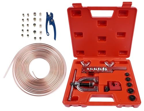 Hopzty Kit Tuyau Frein Voiture 7.62 m de câble de Frein Ø 4.75 mm en Acier en kit avec 16 Raccords + 5 Connecteurs pour Les SystèMes De Freinage Hydrauliques De Voiture