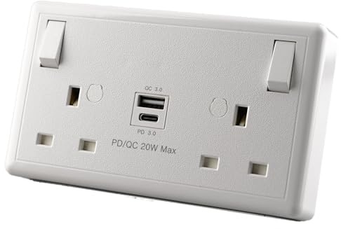 WK Electrical - FAST CHARGE USB TYPE A + C | 13A 1G to 2G Switched Converter Socket with USB (20W PD3.0)