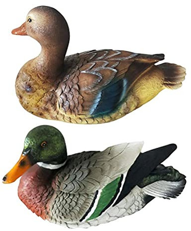 Fdit Escultura de pato flotante para estanque de jardín, piscina, estatua de pato de resina con material resistente para decoración de estanque de jardín, piscina (pesca)