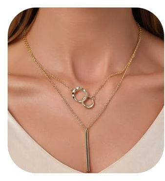 RANKEEF Kette Gold Damen Layering 14k Gold Vergoldet Choker Kette Damen Mehrreihige Wasserfest Halskette Damen Gold