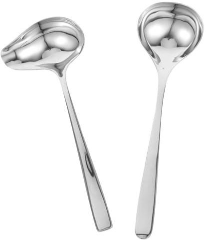 Alipis Cuchara Para Salsa y Cucharón Sopero De Acero Inoxidable, Mango Cómodo, Tamaño Pequeño, Utensilios De Cocina Multifuncionales Para Hogar y Restaurante, Juego De 2 Piezas