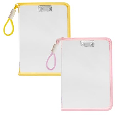 2 piezas Funda transparente con cremallera para documentos tamaño carta A4, carpeta de archivos impermeable y resistente al desgarro con asa, organizador de documentos portátil para oficina, escuela