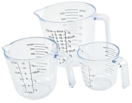 KICHOUSE 3piezas Tazas Medidoras Graduadas Transparentes Con Para Hornear Hogar Para Medir Ingredientes Con Precisión Cocina o Repostería
