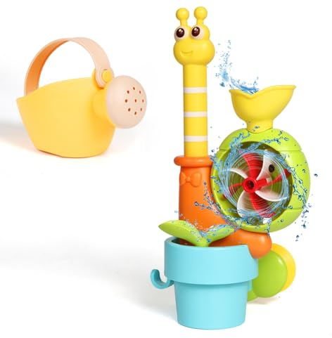 Badewannenspielzeug Baby ab 1 Jahr, Schnecke Wasserspielzeug mit Windmühle | Interaktives Badespielzeug, Spielerische Entwicklung der Hand-Auge-Koordination, Rutschfeste Saugnapf-Befestigung