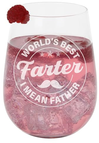 Always Looking Good Best Farter I Mean Father Engraved Stemless Gin Glass 590ml - Personalised Fathers Day Funny Gift, Birthday Gift for Dad for Gin Lovers