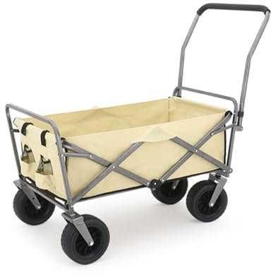 Carrello pieghevole per carichi pesanti, con ruote per tutti i terreni, grande capacità, per campeggio, shopping