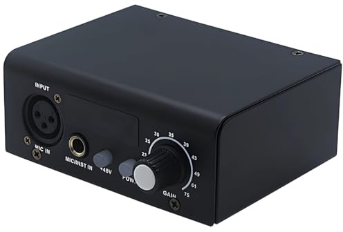 Dual-Channel Xlr Audio Preamp With 48V Phantom Power, Studio Mic Amplifier For Recording And Live