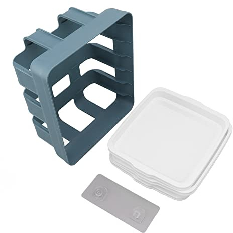 Adfaga Bandeja de plato de alimentos bandeja de servicio rectangular con soporte de pared 6 piezas Plato de plato de abdominales para la cocina preparación de alimentos almacenamiento y