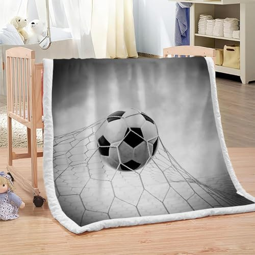 Tizhweqo Manta 150x200 cm Futbol, Manta Sherpa Tema Deportivo 3D Mantas de Sofa Soft Throw Blanket Mantas Cálida, Cobija de Invierno para Sofá o Cama YGR1140
