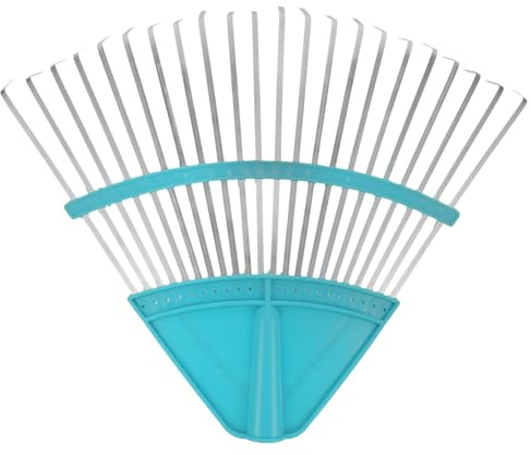 WRITWAA Rastrillo Metálico para Hojas y Césped de Jardín, 22 Dientes Reforzados Azul, Herramienta Manual para Limpieza y Deshierbe en Jardinería de Uso Intensivo