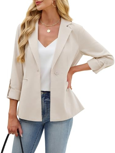 Women's 2026 Spring Fall Blazer Casual Loose Blazer Jackets Suits Khaki