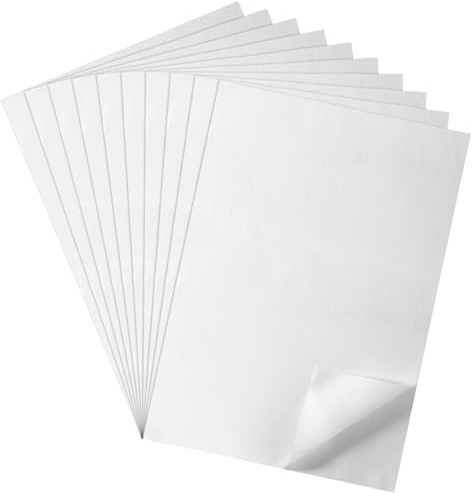Aysatogc 10 Stück Stickvlies Wasserlöslich Selbstklebend Bedruckbares Stickpapier A4 Stickvorlagen Wasserlösliches Klebend Stickvlies für präzise Hand- und Maschinenstickerei