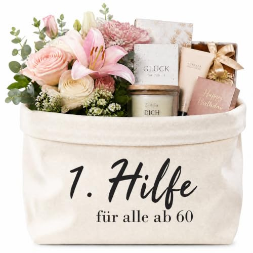 60 Geburtstag Frau Mann Deko, Tasche Geldgeschenke Geburtstag Geschenke Geburtstagsgeschenk für Frauen, Geschenkkorb Geschenke zum 60 Geburtstag für Frauen