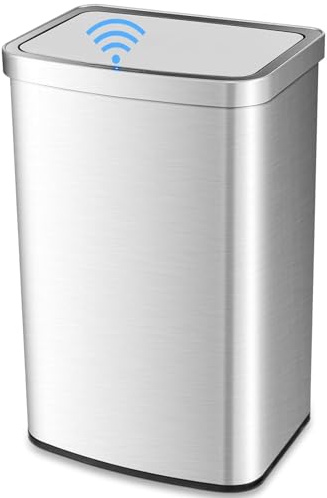TANGZON 50L Sensor Bin, Automatic Motion Sensor Kitchen Bin with Infrared Lid, Soft Closure & Deodorant Box, Stainless Steel Touchless Fingerprint-Proof Smart Waste Trash Can for Home Office Bathroom