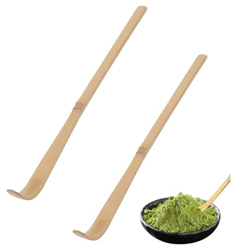 Cuchara de Té Matcha de Bambú,2 PCS Matcha Completo Batidor Tradicional de Bambú Cuchara de Té Matchas de Bambús Dosificador y Palitos para Revolver Herramientas para Ceremonia del Té