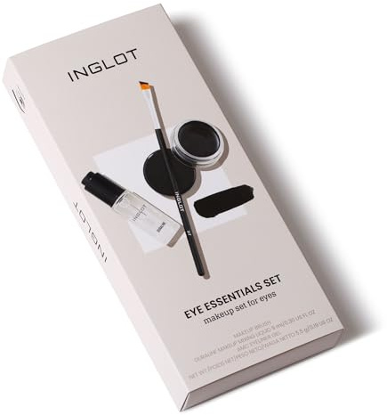 Inglot Kit de Maquillage Pour les Yeux | Fixateur de Maquillage Duraline 9 ml | Pinceau Incliné | AMC Eyeliner Noir 5.5 g | Maquillage Longue Durée et Résistant à L'eau | Essentials Set