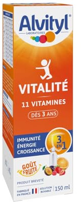 Alvityl - Solution buvable multivitaminée - 11 vitamines 100% des VNR - Dès 3 ans, goût fruité - 150mL