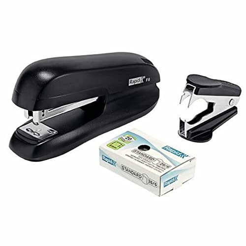 Rapid Mini Stapler, 20 sheet capacity, Black, Ergonomic metal body, Uses staples 24/6 and 26/6, F6, 5000303