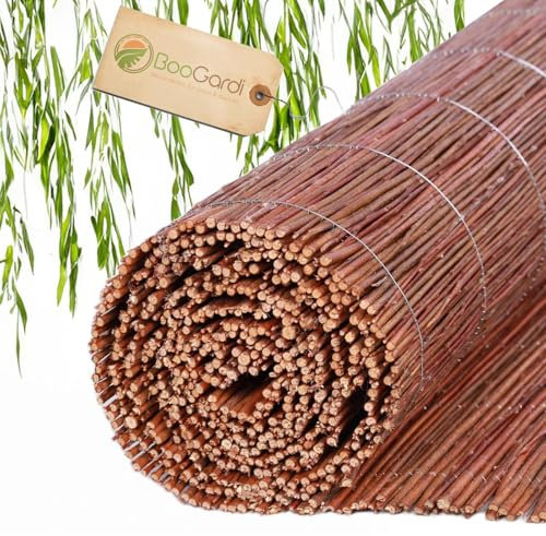 BOOGARDI Weidenmatte - 20 Größen - Weidenzaun 140 cm hoch x 300 cm lang - Sichtschutzmatte Balkonverkleidung Sichtschutz Garten Zaun Balkon Sichtschutzzaun Holz