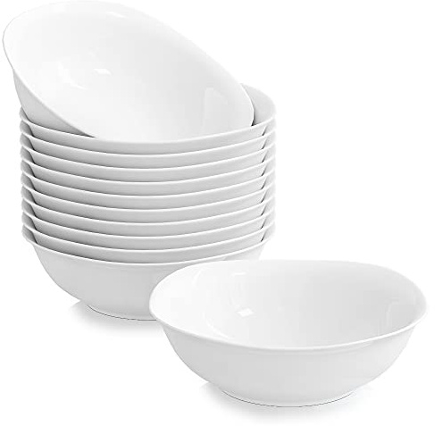 MALACASA, Serie Elisa, 12 TLG. Set Porzellan MüsliSchäle Schälen 17x17x4,8cm Salatschüsseln DessertSchälen