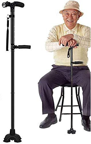 Cucuba® Bastone Pieghevole Da Passeggio Con Led 85/92cm Impugnatura Comoda Base Snodabile Antishock