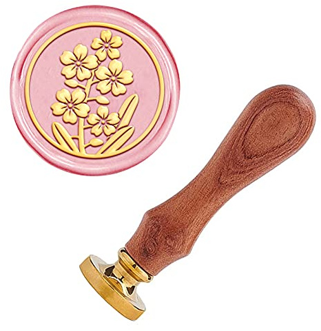 craspire Wachssiegel Stempel Blume, Vergiss Mich Nicht Siegelwachsstempel Retro Holzstempel Wachssiegel 25 mm Abnehmbar Messingkopf Holzgriff Für Umschlag Einladung Hochzeit Verschönerung