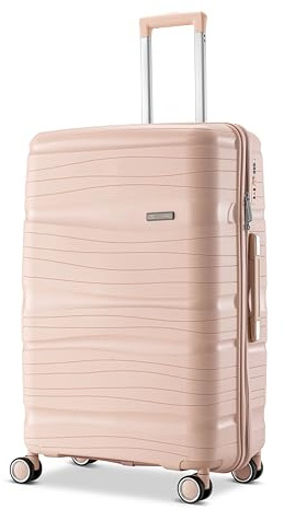 Skycases Travel One Handgepäck-Koffer 40L – Hellrosa – Hartschalenkoffer Kabinentrolley, 4 Rollen, Zahlenschloss & Gratis-Tasche