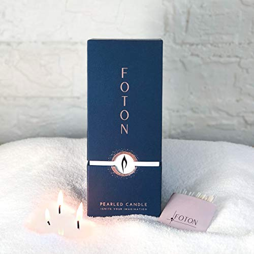 Foton Pearled Candle 18 Oz - Unscented Non Toxic Luxury Long Lasting Powder Candles - Lasts up to 120 Hours - Refillable Candle Sand with 30 Wicks for Candle Making - Pure & Unscented