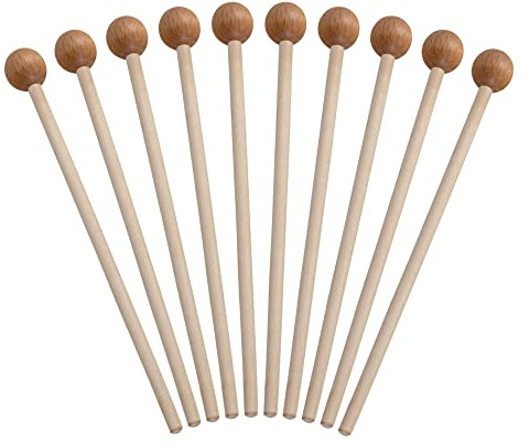 Classic Cantabile MG1818W Glockenspielschlägel 5 Paar, Stiel aus Ahorn | Runder Holz-Kopf aus Buche, Gesamtlänge: 18 cm, Kopfdurchmesser: 18 mm, Stieldurchmesser: 6 mm, Mit Holzkopf
