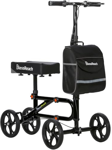 Economy Knee Scooter Steerable Knee Walker for Foot Injuries Compact Crutch Alternative with Dual Braking System (Black)