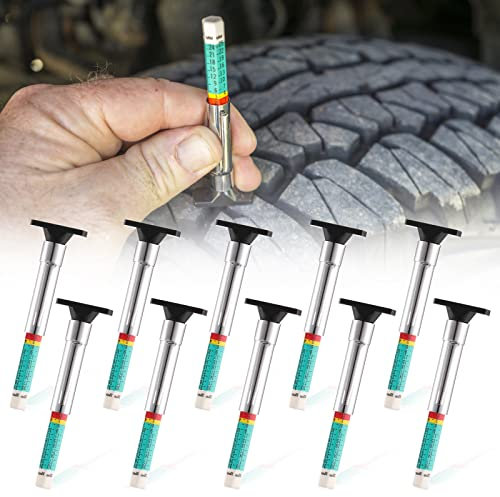 10 Pcs Tyre Tread Depth Gauge UK - Color Coded Tyre Depth Measurement Tool in 25MM/32nds