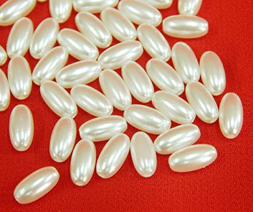 Perlin Zuchtperlen Imitat Perlen, Perlmutt Wachsperlen, 400stk, 6x3mm Oval Kunstperlen, Für Hochzeit Party Dekoration Schmuck Basteln (Krem)