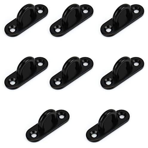 Belle Vous 8er Pack Schwarze M5-Edelstahl Ösen-Haken zum Schrauben - Strapazierfähige U-förmige Wand-/Deckenhaken Schwarz Rechteckig 50 x 15 mm - Schraubhaken Edelstahl zum Aufhängen - Hält bis 40 kg