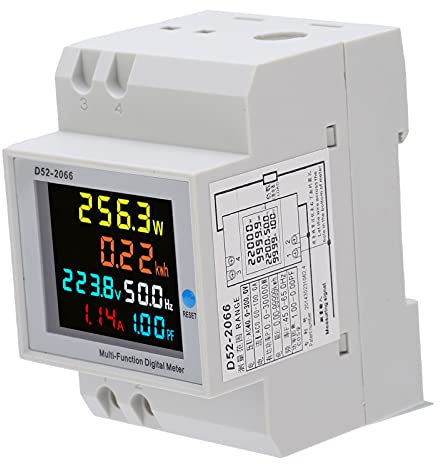 D52 2066 Wattstundenzähler Bunter LCD Bildschirm Haushaltsschienentyp 220 V Intelligenter Einphasen Energiezähler Stromverbrauchsmonitor AC 40 Bis 300 V