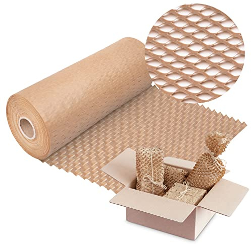 V1 Trade Verpackungspapier Rolle 30cm x 50m - Braunes Wabenpapier - Kraftpapier Rolle - Öko Packpapier - Wellpappe 90g/m2 - Verpackungsmaterial Papier - Füllmaterial Verpackung - Polsterpapier