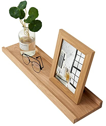 OAKERLAND Eiche Schweberegal Bilderleiste Holz Massiv Wandregal 60cm | Küche, Wohnzimmer, Schlafzimmer, Badezimer