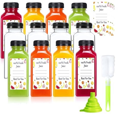 KLOVA Vielseitiger PET-Flaschenbehälter, 340 ml, geeignet für Restaurants und den täglichen Gebrauch, langlebige PET-Flaschen, 12 Stück