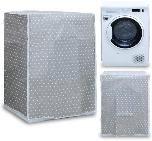 Abdeckung für Waschmaschine und Wäschetrockner für den Innenbereich, wasserdichte Abdeckung mit Reißverschluss, Staubschutz, Waschmaschinenabdeckung für den Innenbereich, 62 x 58 x 85 cm