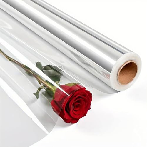 30m Geschenkfolie Transparent, 2.2 Mil Cellophanfolie, 40cm X 30m Zellophanfolie, Klares Geschenkfolie für Blume, Geschenk Baskt Verpackung, Leckereien Wrap