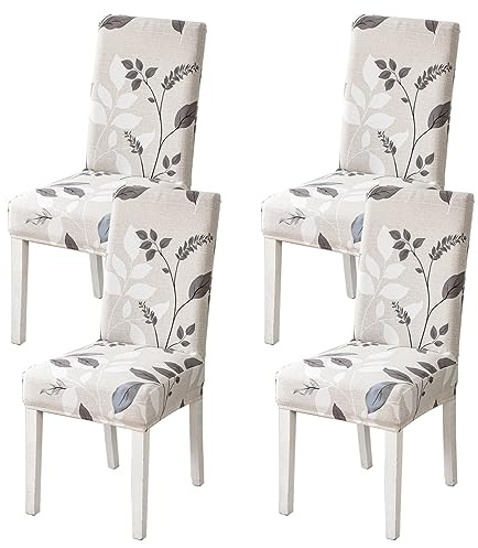 HZDHCLH Stuhlhussen 4er Set Stuhlbezüge Stretch abnehmbar, waschbar | Esszimmerstuhl-Schutzsitz für Hotel Restaurant Küche Hochzeitsfeier（Blumen und Blätter//4 Stück）