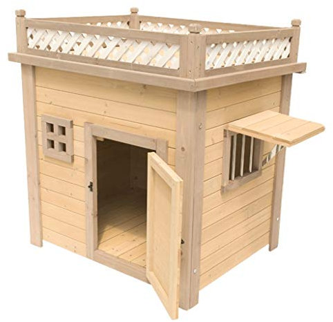 WYRMB Zwinger für draußen, wasserdichte Hundehütte, korrosionsbeständiger Hundekäfig aus Holz, waschbar, Haustierbedarf, abnehmbare Katzenhütte, Geschenk, Hundehütten (braun, 66 x 85 x 80 cm)